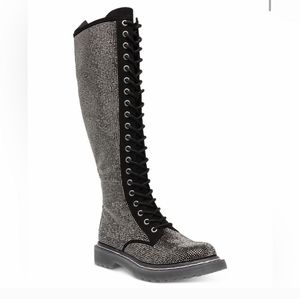 Studded high top combat boots